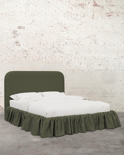 Poppy Ruffle Linen Upholstered Bed