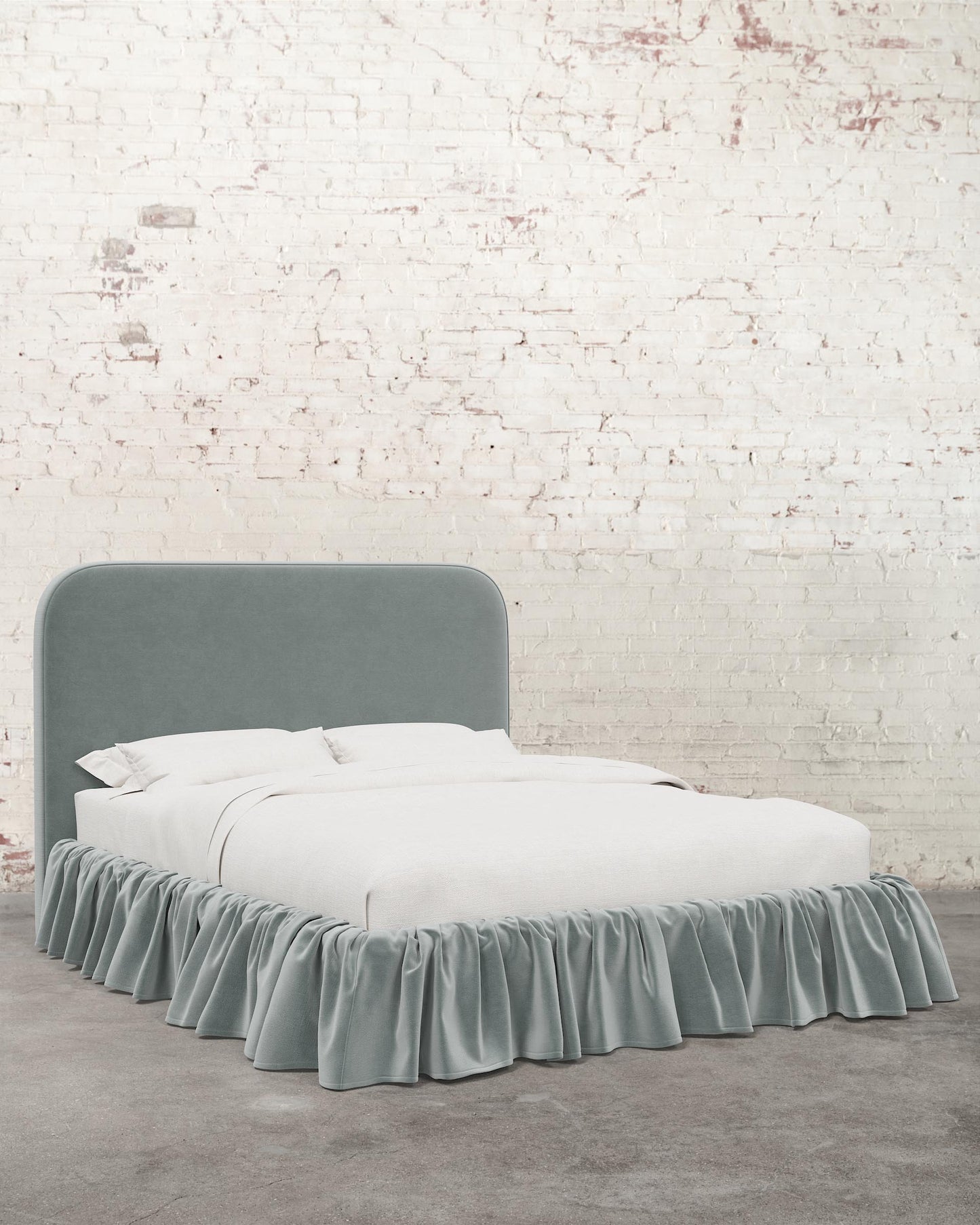 Poppy Ruffle Velvet Upholstered Bed