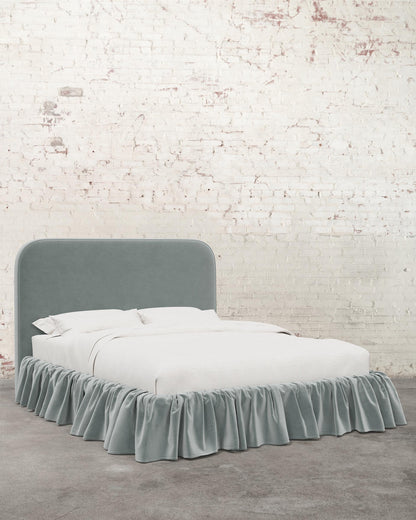Poppy Ruffle Velvet Upholstered Bed