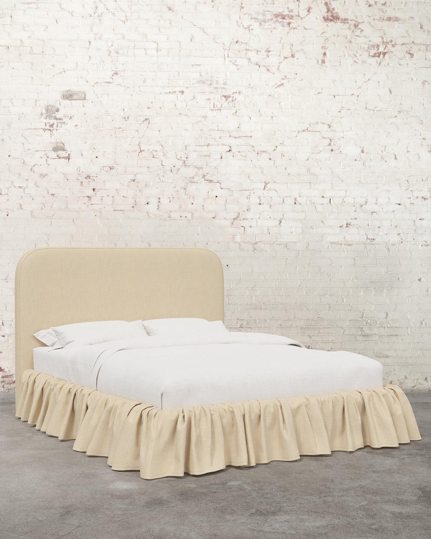 Poppy Ruffle Linen Upholstered Bed
