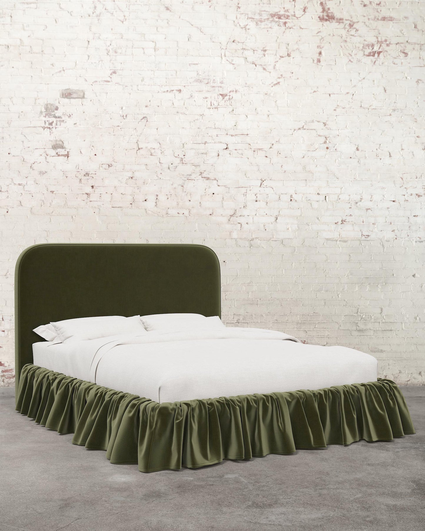 Poppy Ruffle Velvet Upholstered Bed