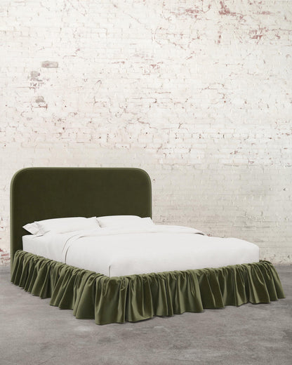Poppy Ruffle Velvet Upholstered Bed