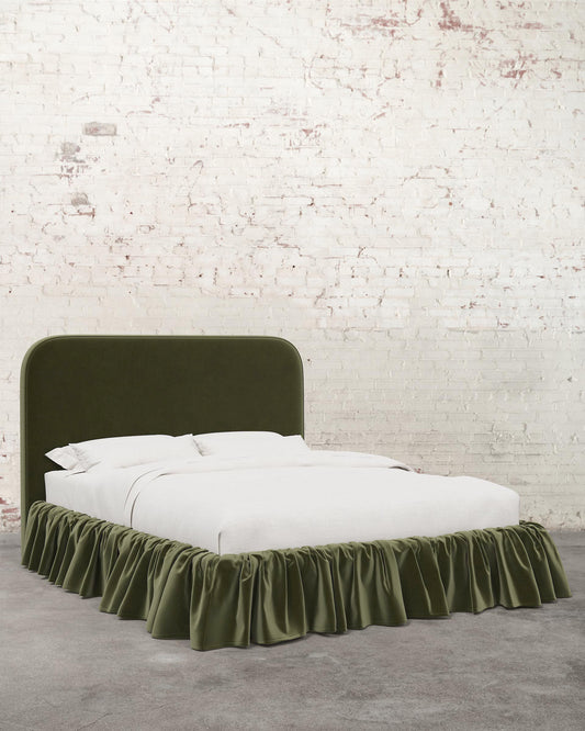 Poppy Ruffle Velvet Upholstered Bed