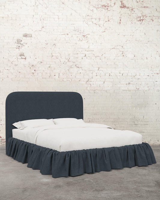 Poppy Ruffle Linen Upholstered Bed