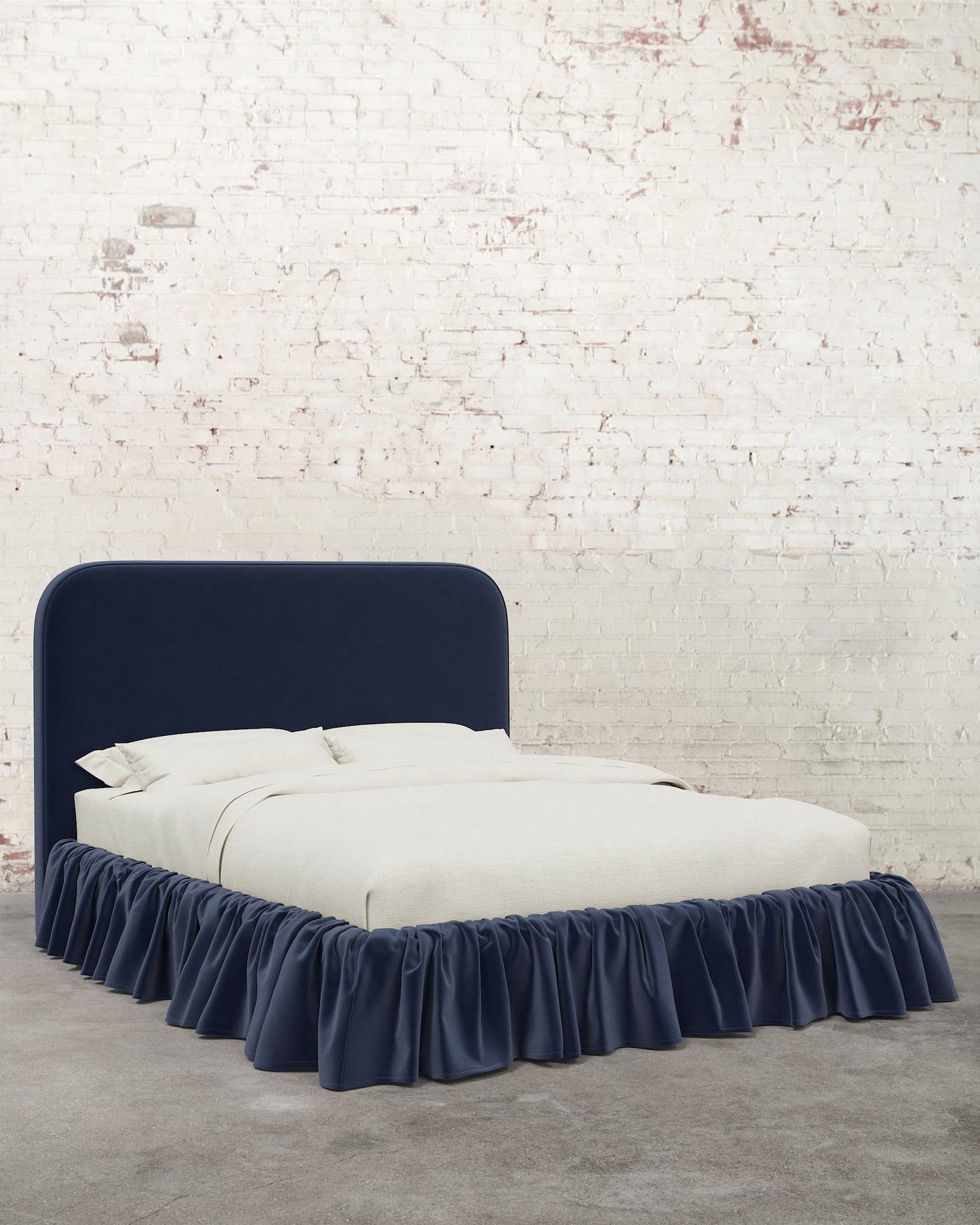Poppy Ruffle Velvet Upholstered Bed