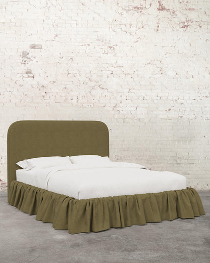 Poppy Ruffle Linen Upholstered Bed