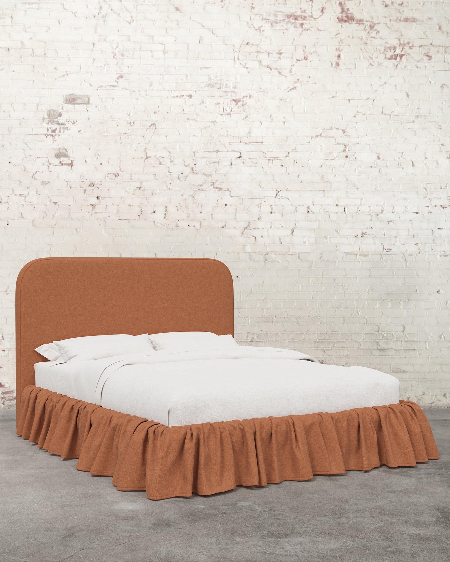 Poppy Ruffle Linen Upholstered Bed