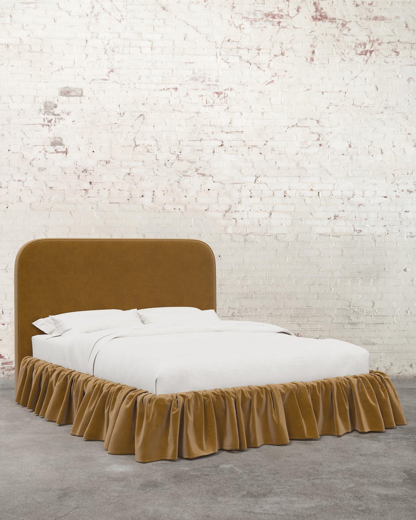Poppy Ruffle Velvet Upholstered Bed
