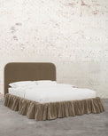 Poppy Ruffle Velvet Upholstered Bed