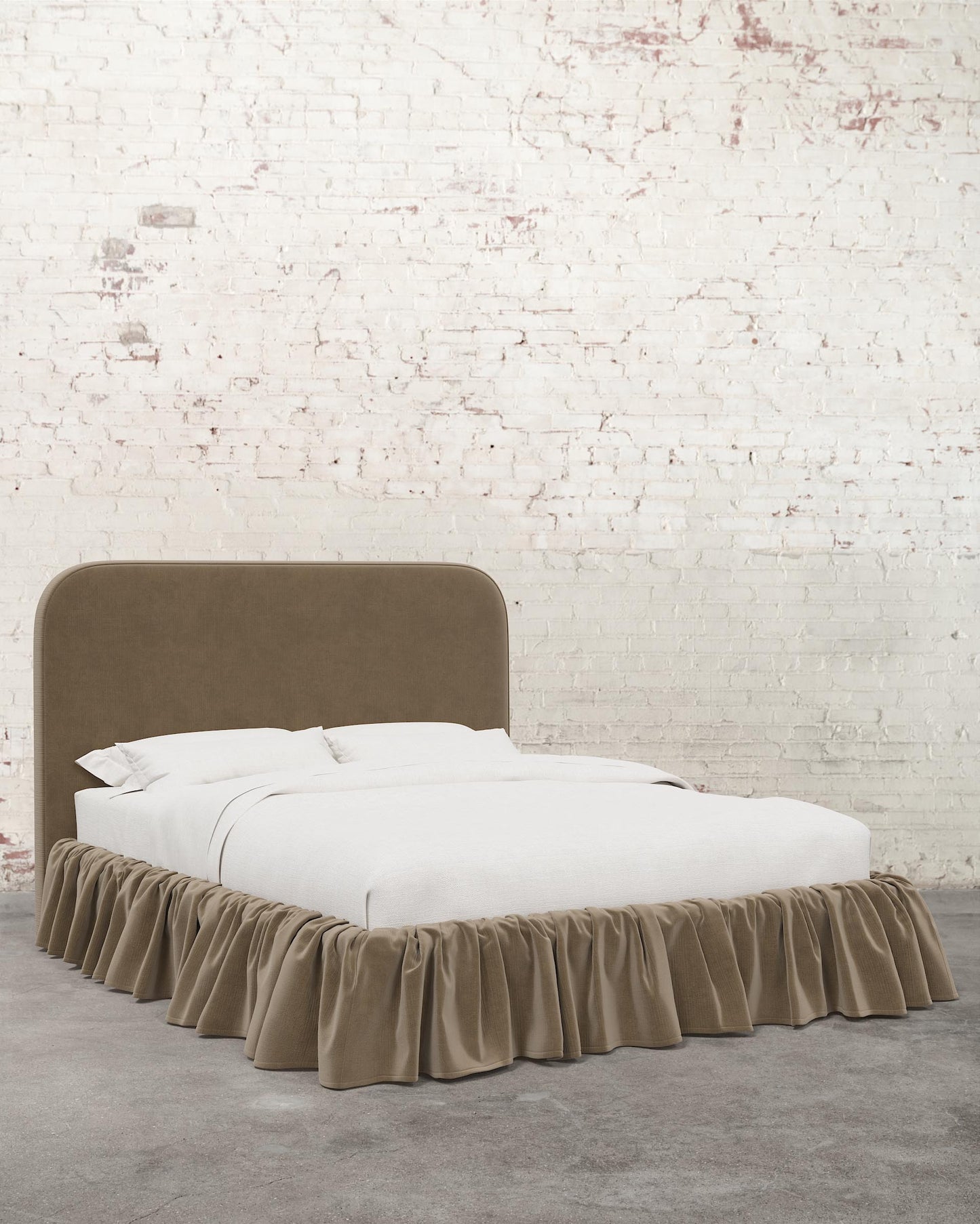 Poppy Ruffle Velvet Upholstered Bed