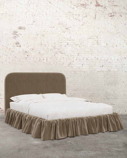 Poppy Ruffle Velvet Upholstered Bed