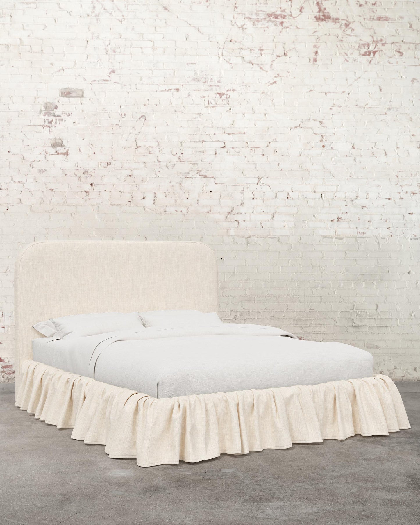 Poppy Ruffle Linen Upholstered Bed