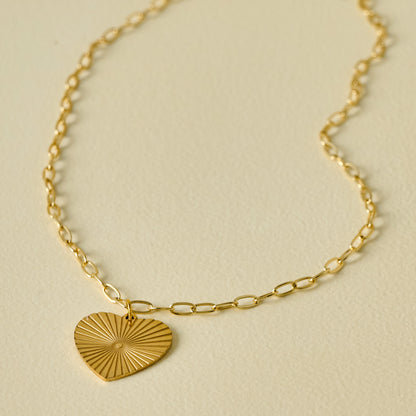 Radiant Heart Brass Chain Necklace