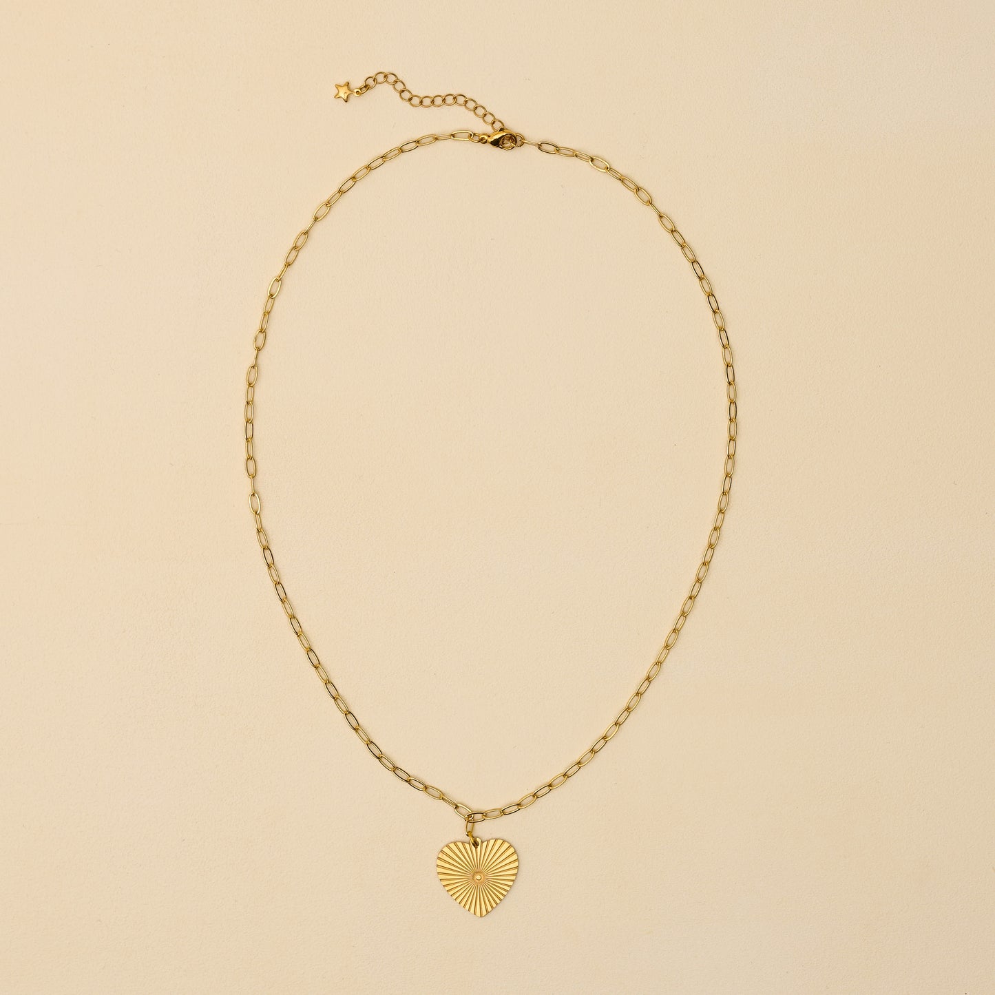 Radiant Heart Brass Chain Necklace