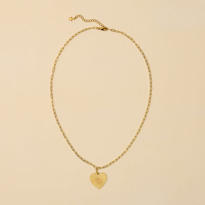 Radiant Heart Brass Chain Necklace