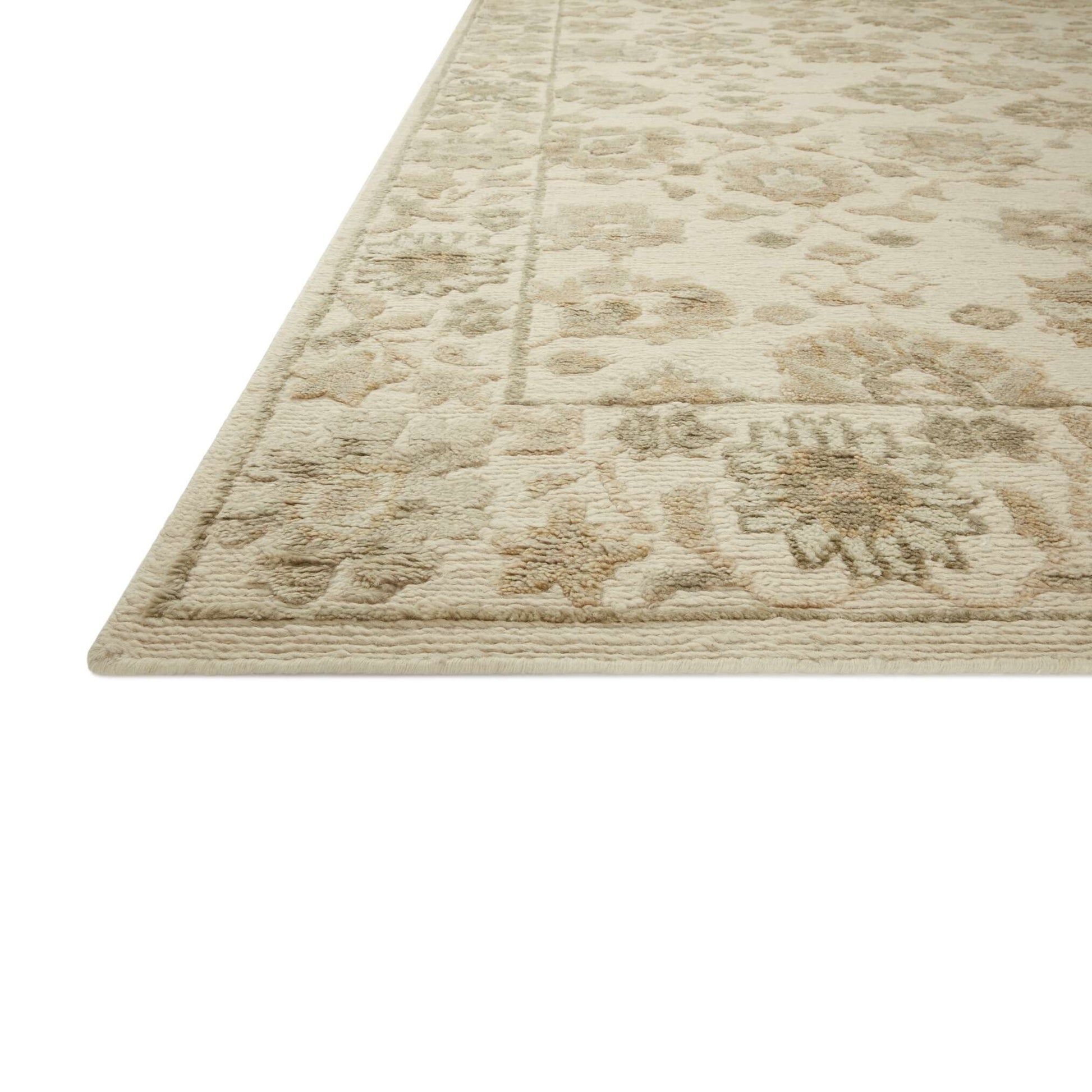 Ingrid Natural Sage Rug close up of corner of rug