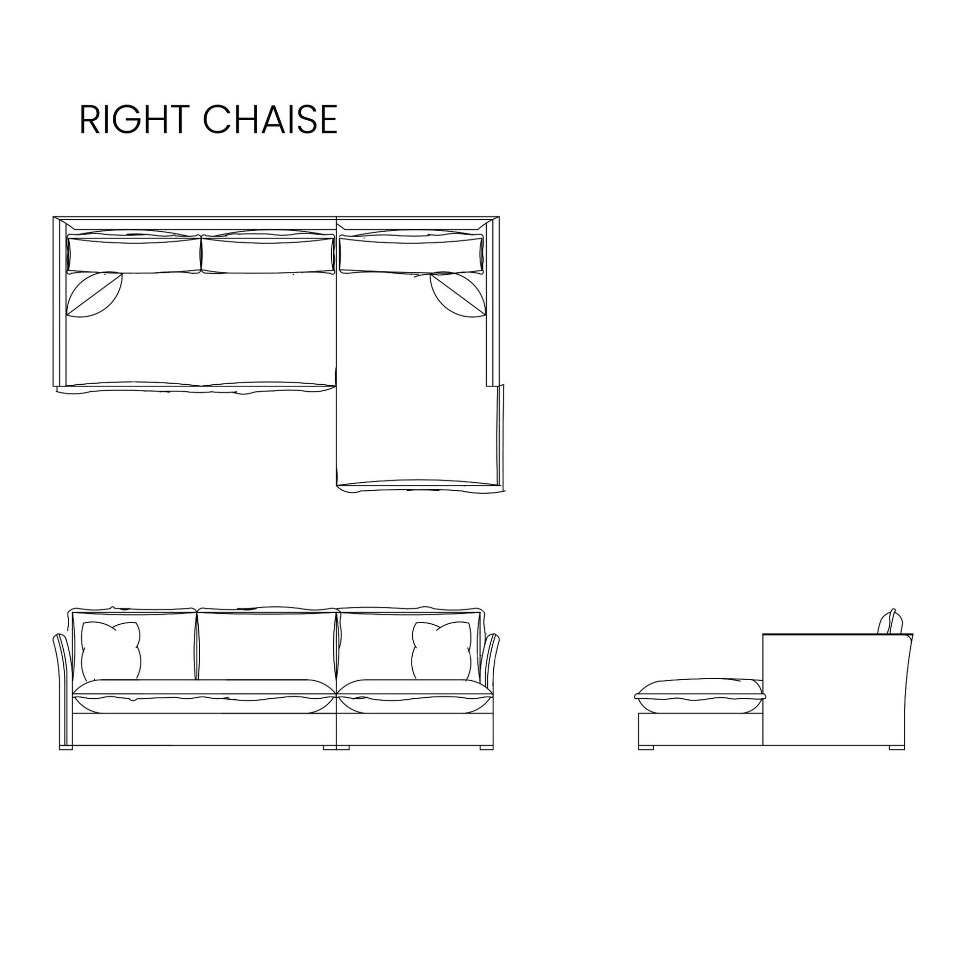 Sunday 2 Piece Sectional right chaise drawing