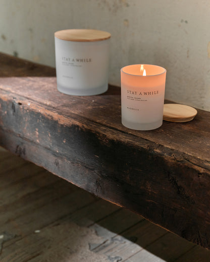 Magnolia Stay a While Candle close up
