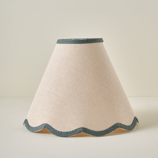 Charcoal Wavy Trim Linen Shade