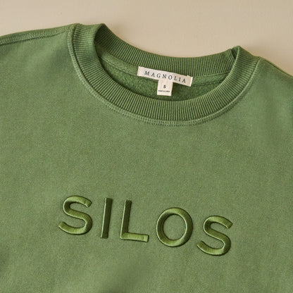 Silos 3D Embroidered Green Sweatshirt up close