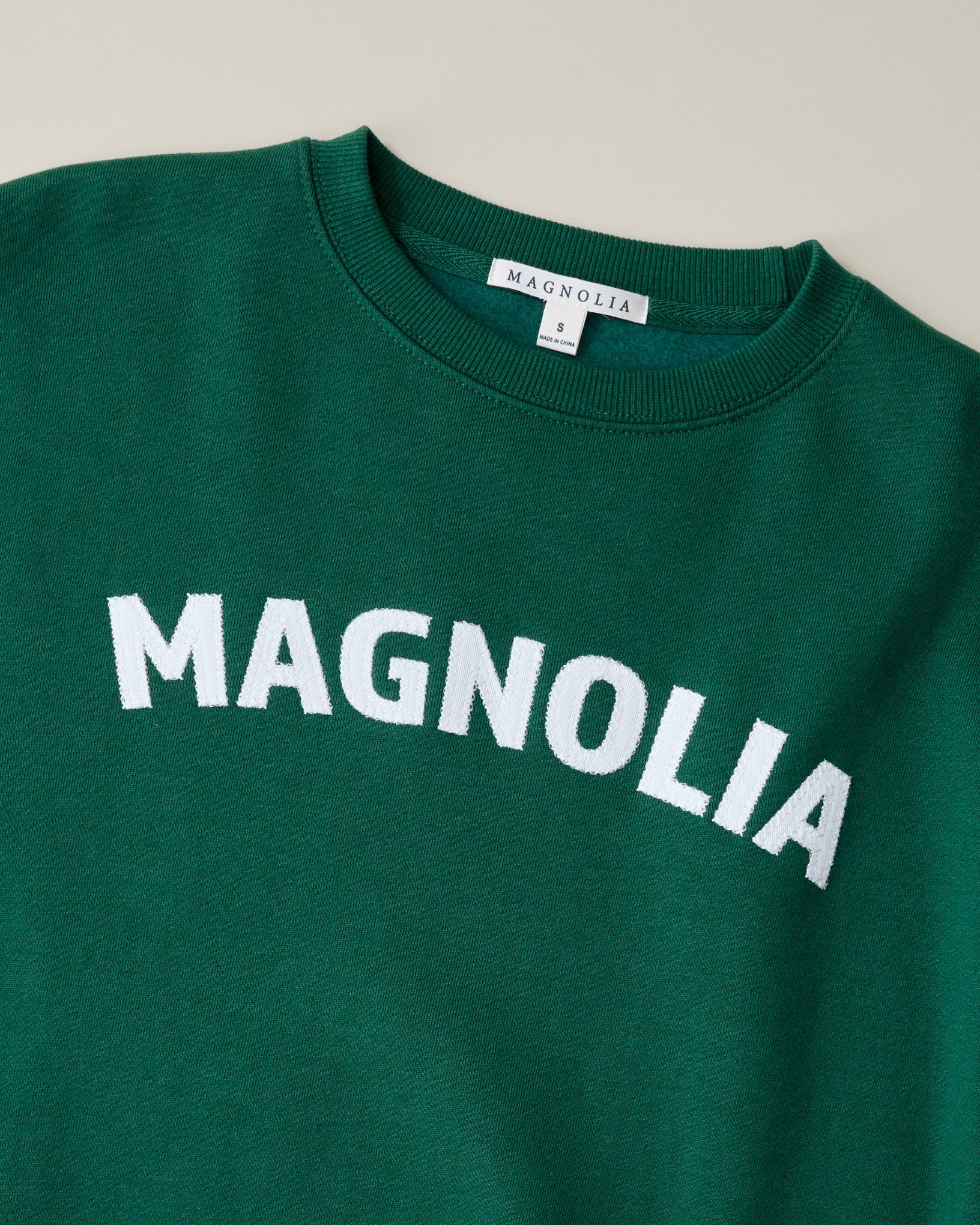 Magnolia Crosstitched Eden Green Soft Fleece Sweatshirt