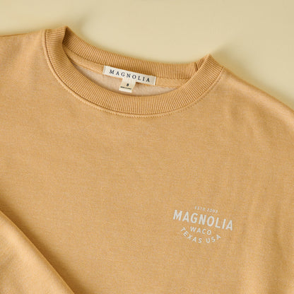 Magnolia Silos Modern Mustard Sweatshirt close up square logo