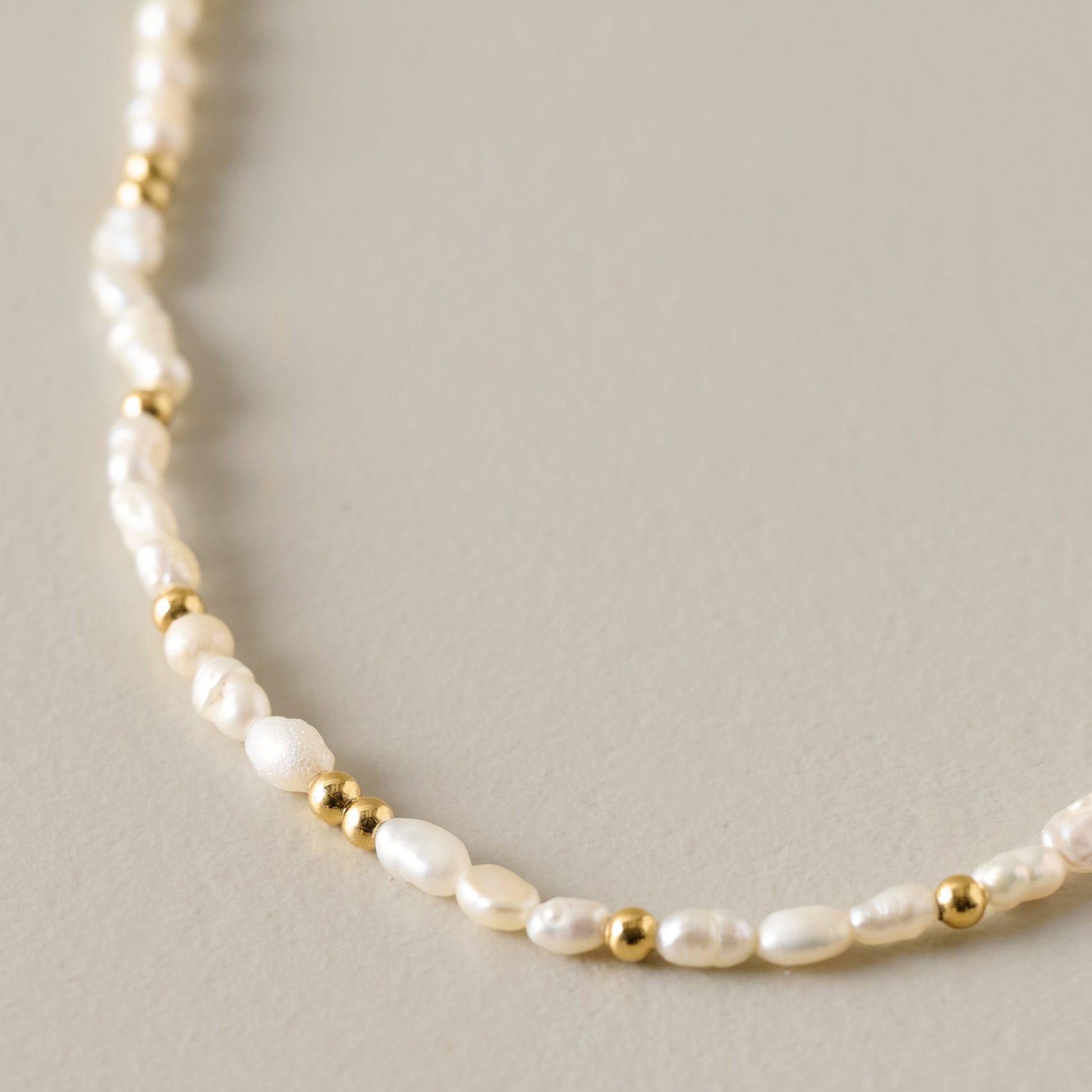 Small Golden Hour Pearl Necklace up close