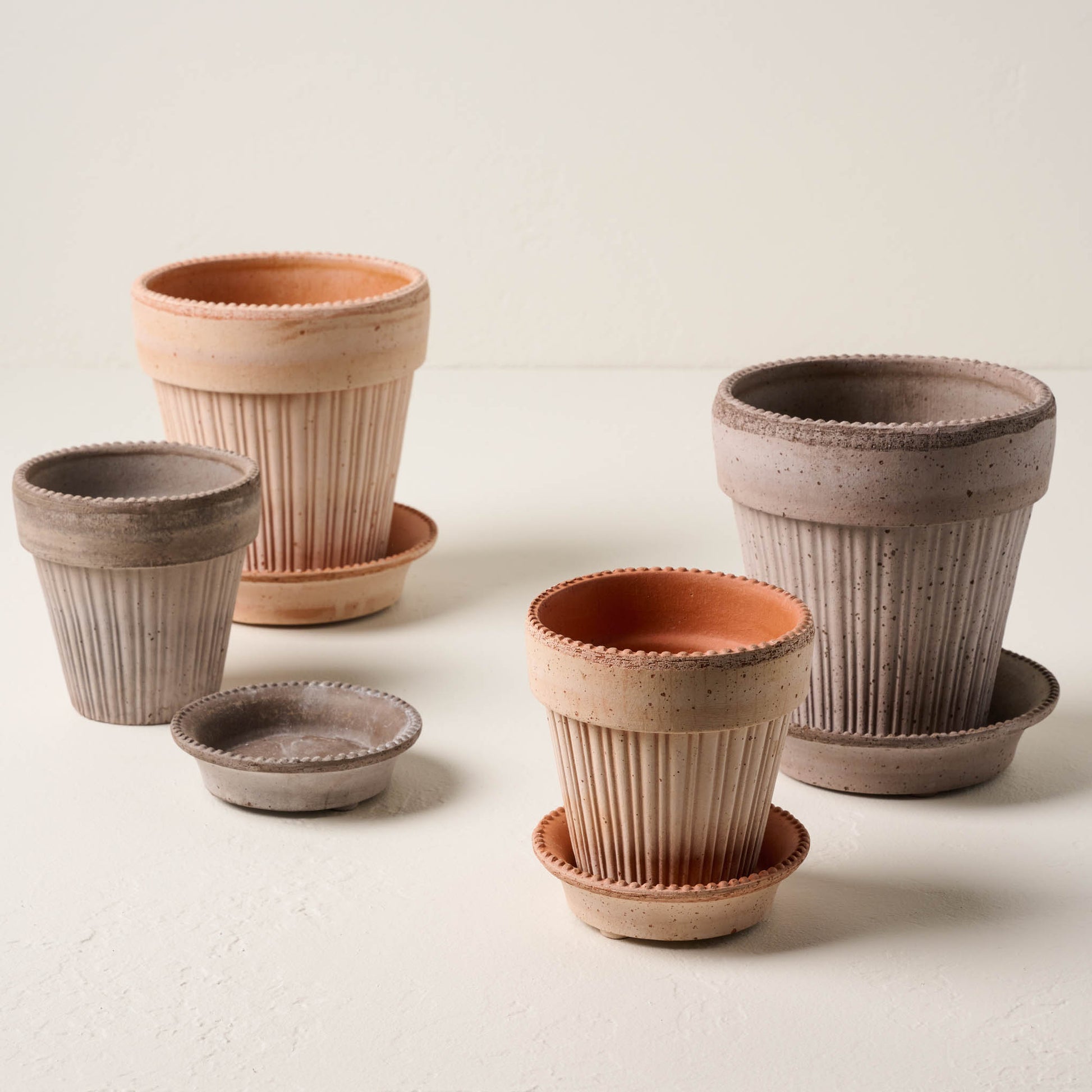 Terracotta Dotted Bergs Pots with grey dotted bergs pots