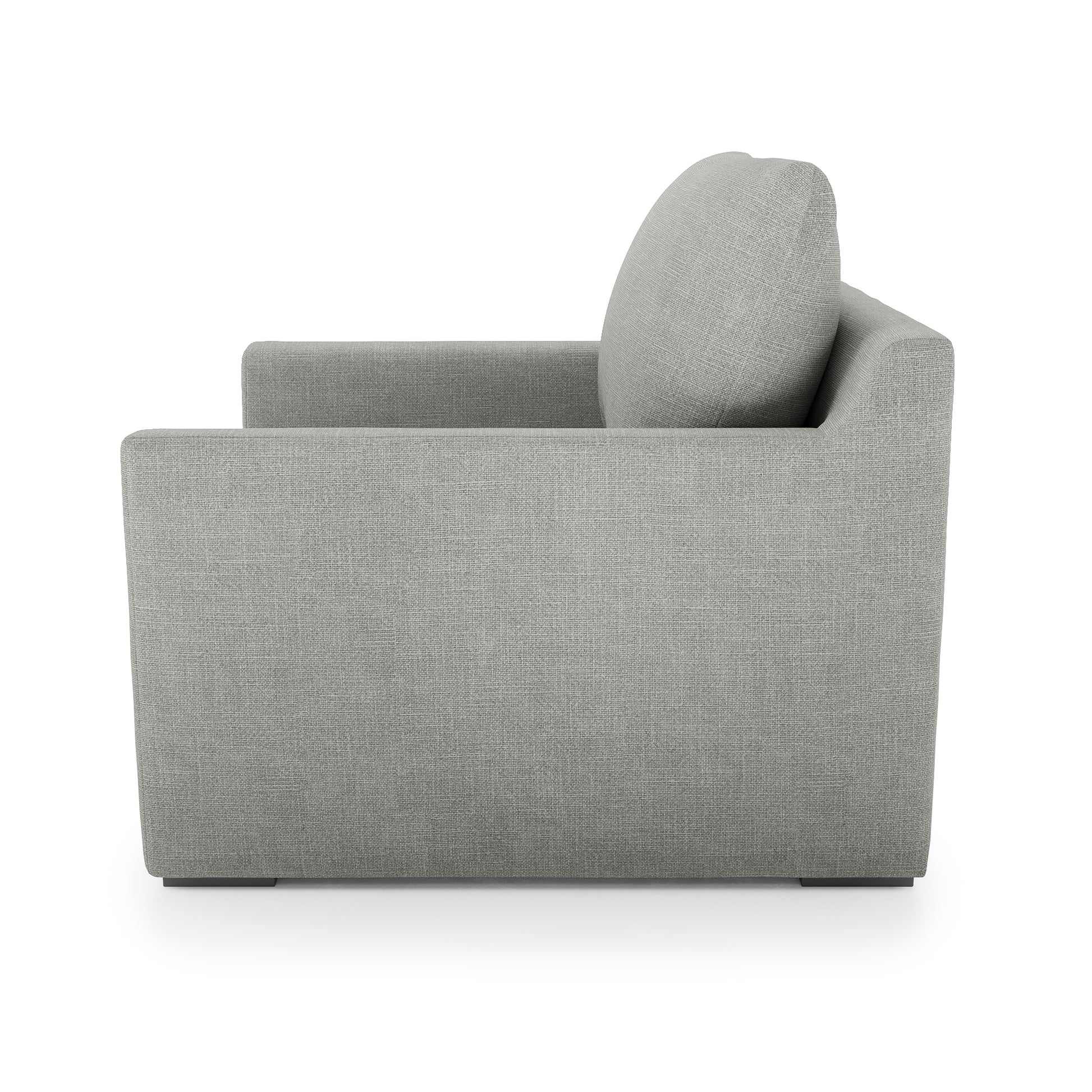 Serene Chair - dove grey linen side view