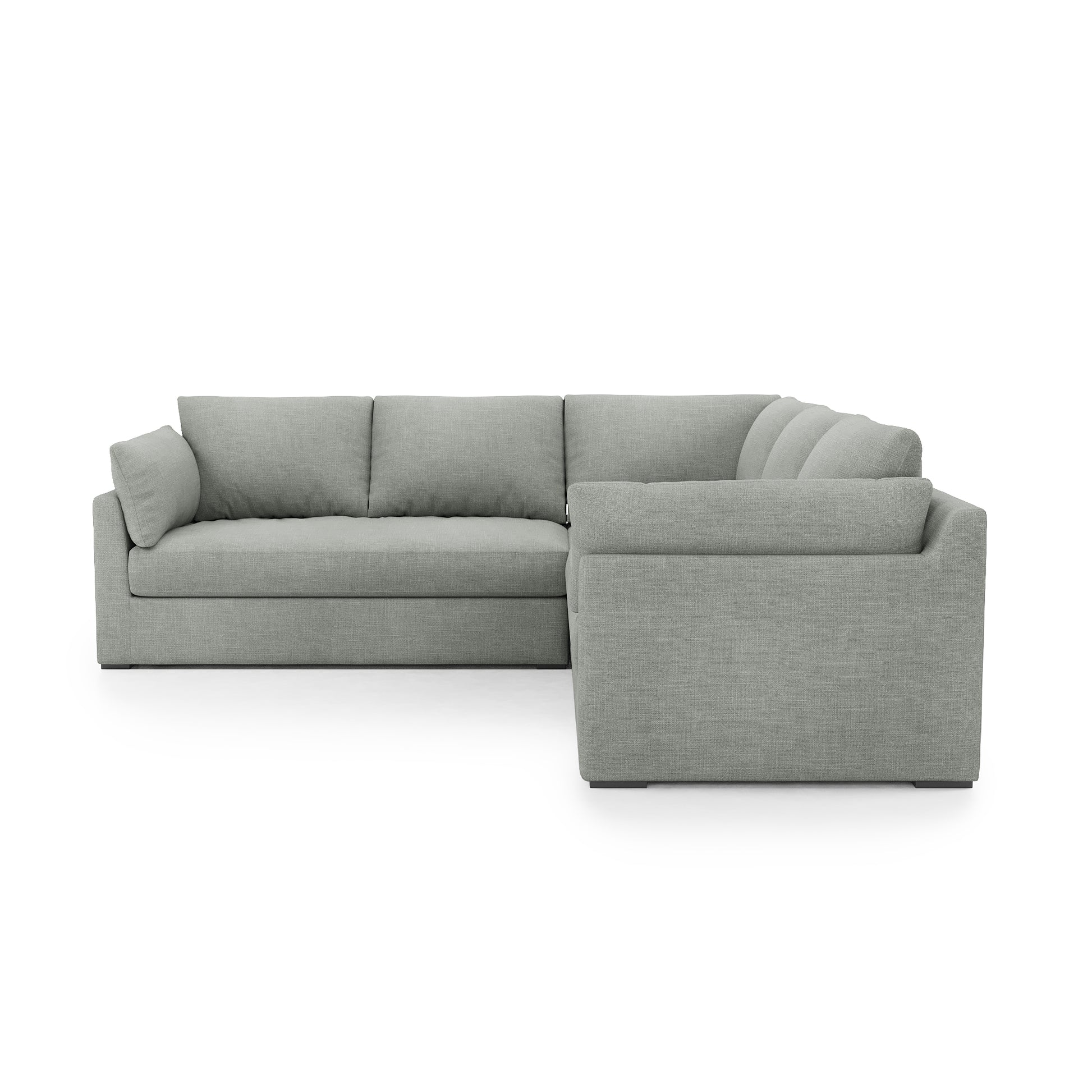 Serene Sectional dove grey linen side view