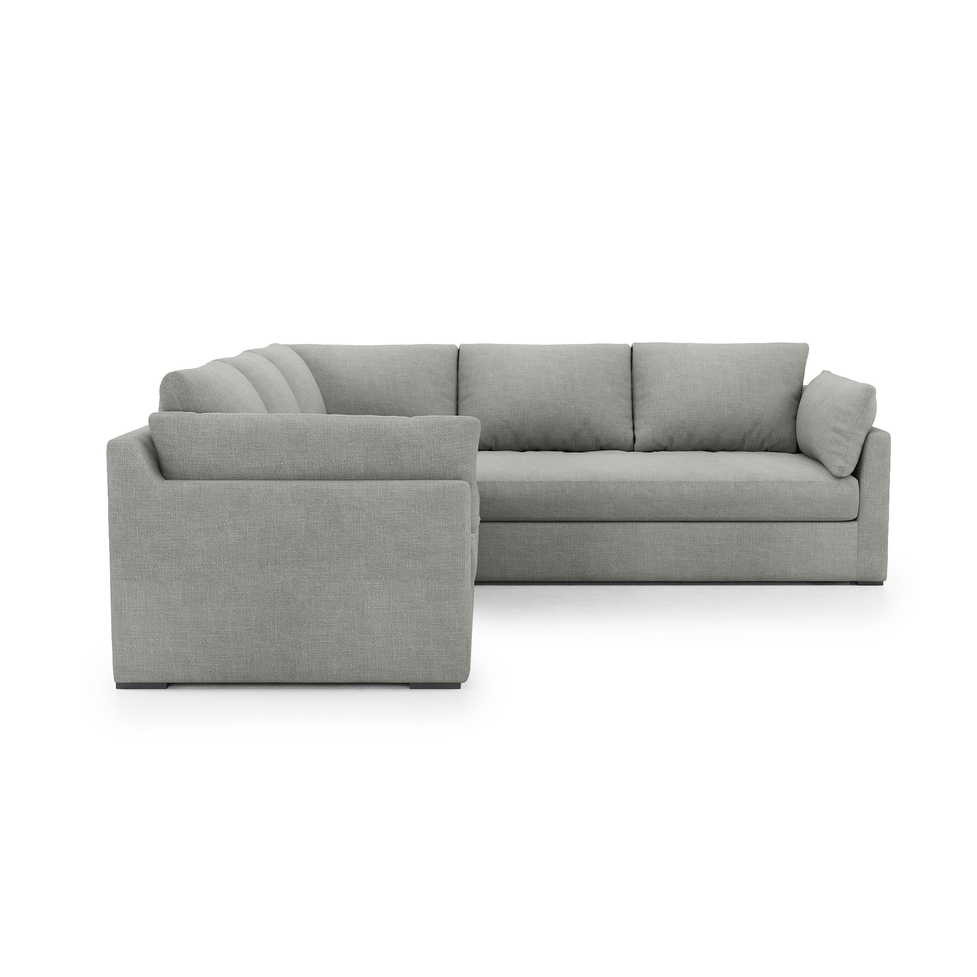 Serene Sectional dove grey linen side view