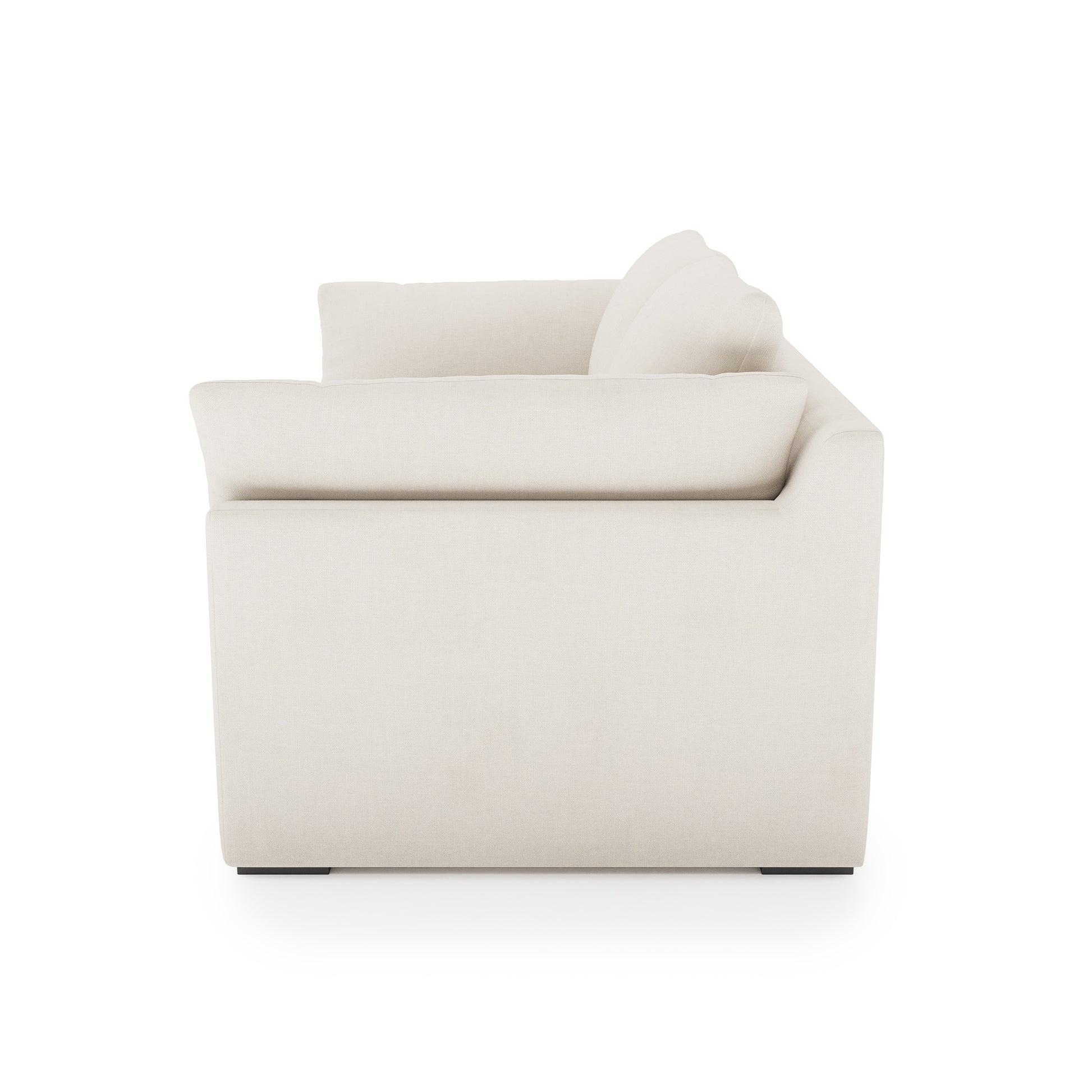 Serene Sofa ivory linen side view