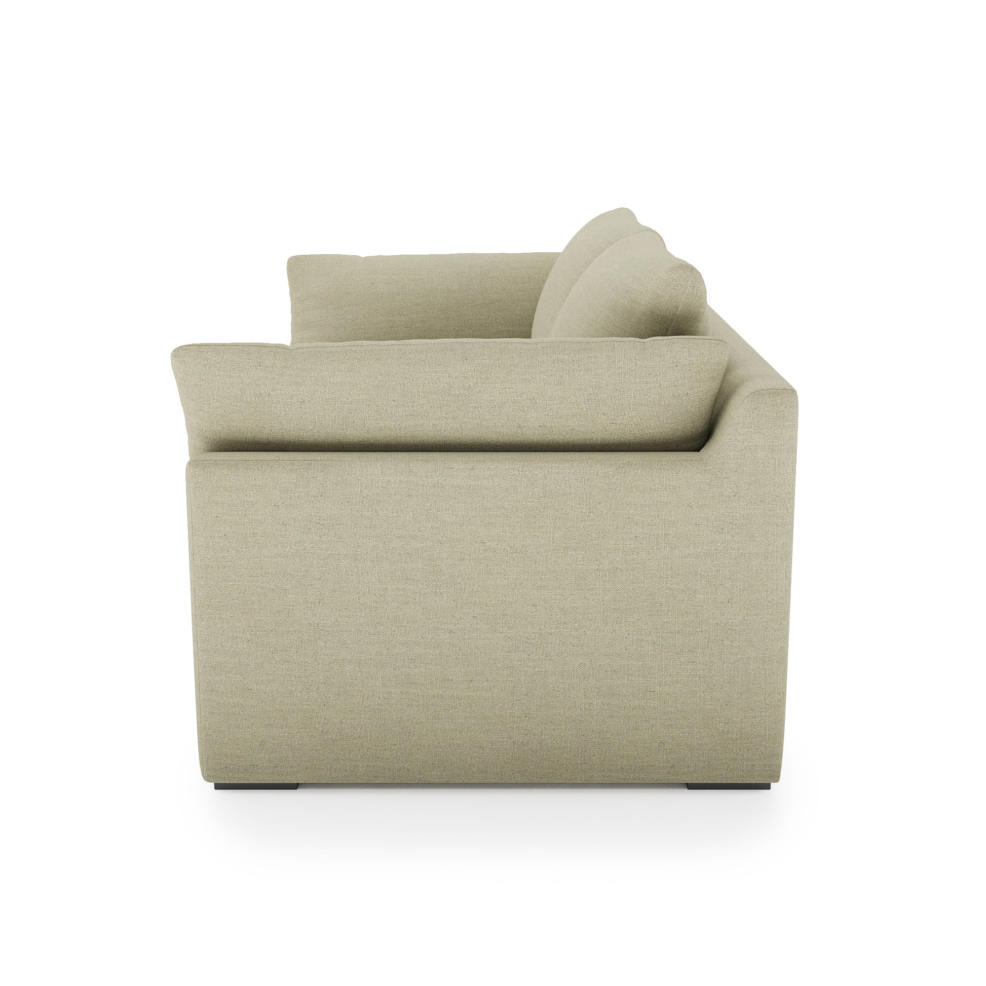 Serene Sofa khaki linen side view