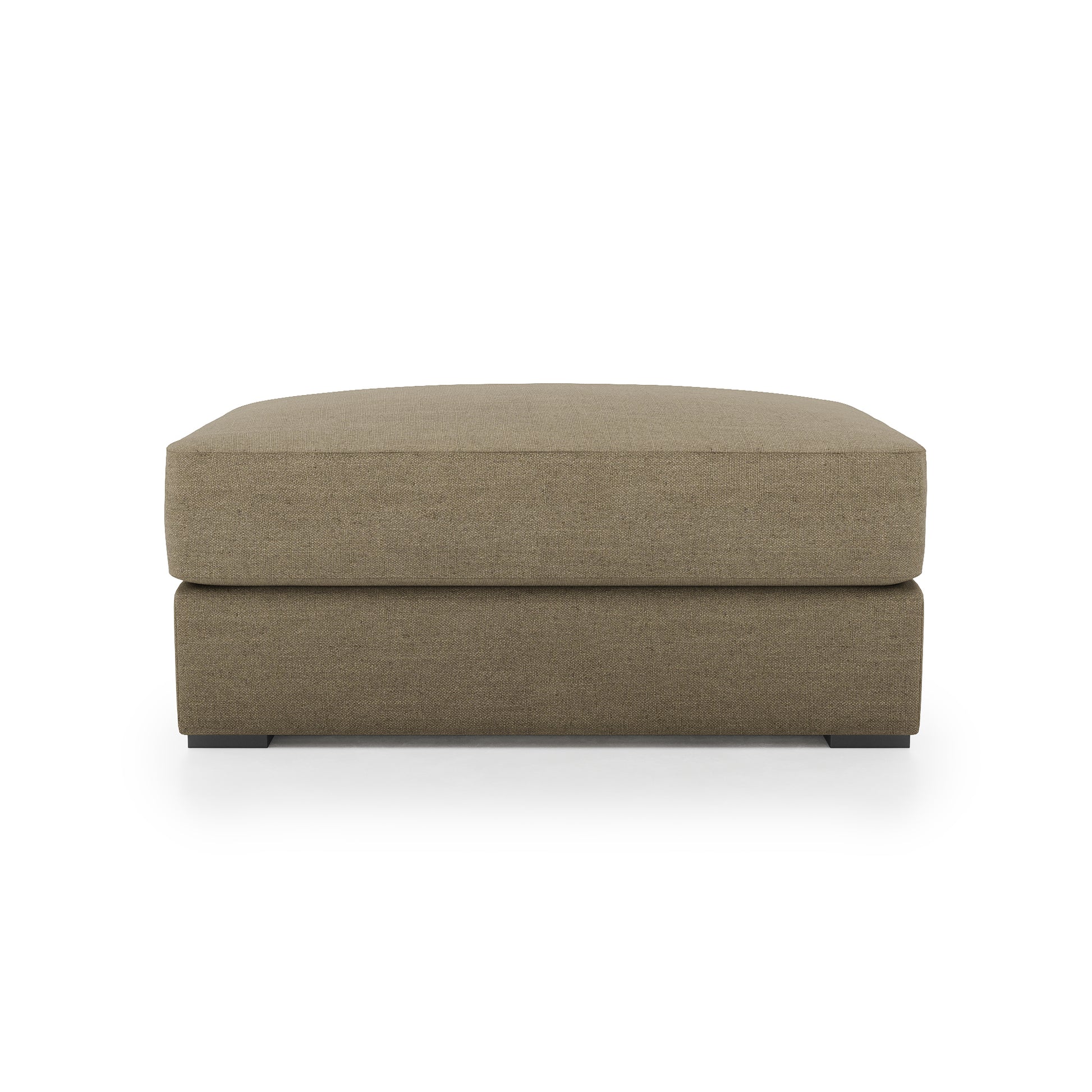 Serene Ottoman - mocha linen front view