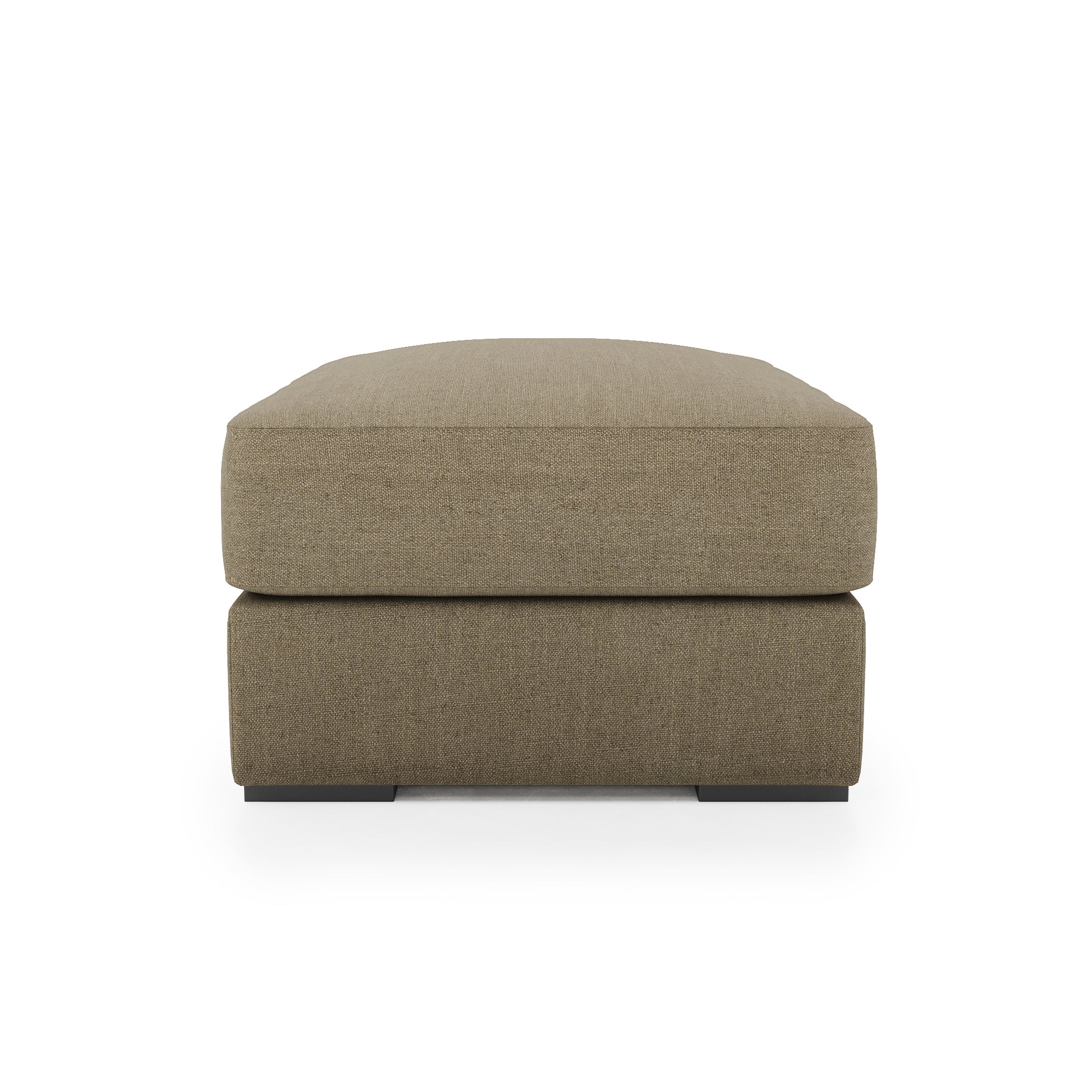Serene Ottoman - mocha linen side view