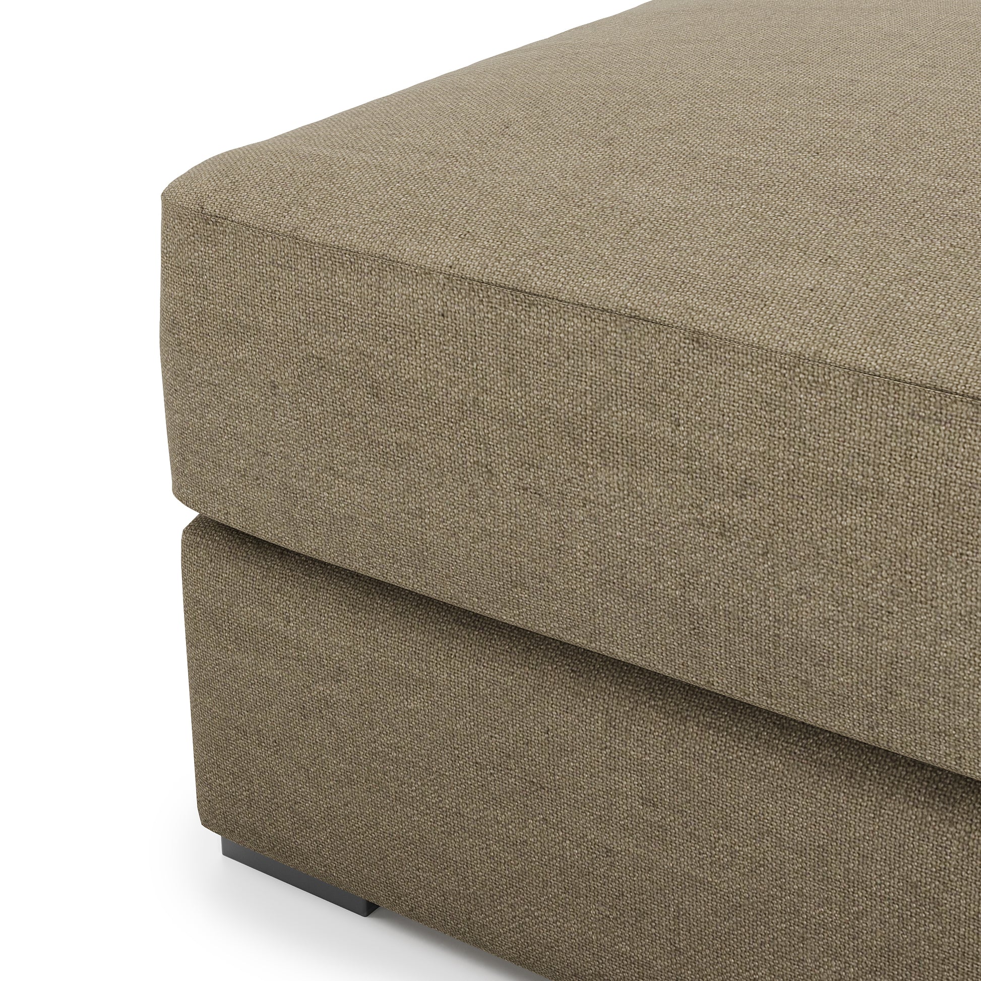 Serene Ottoman - mocha linen close up