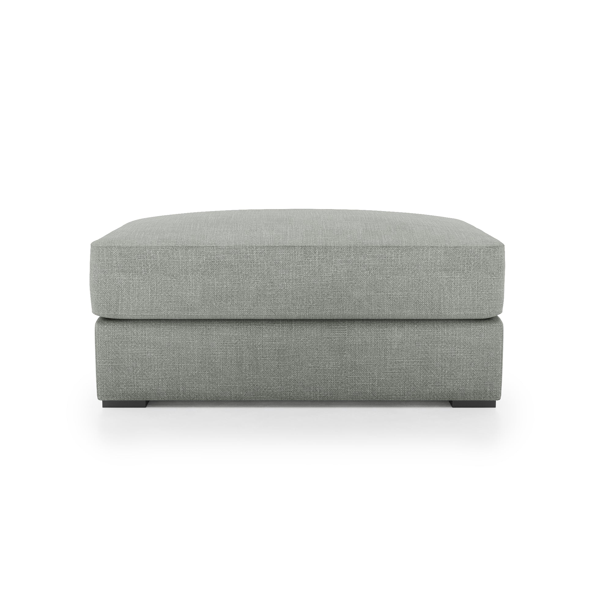 Serene Ottoman - dove ivory linen front view