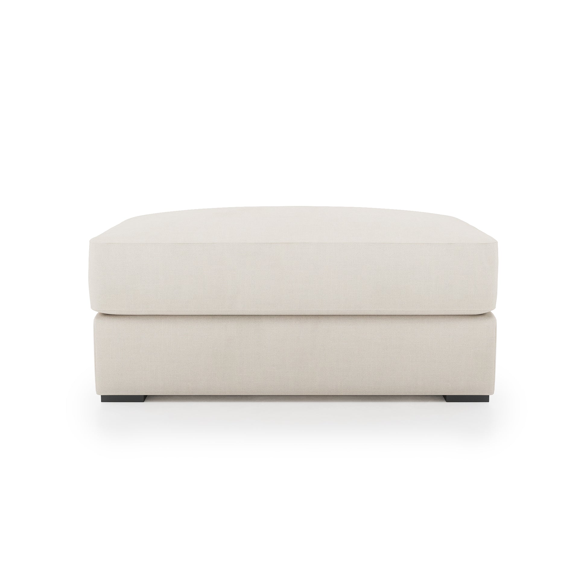 Serene Ottoman - ivory linen front view