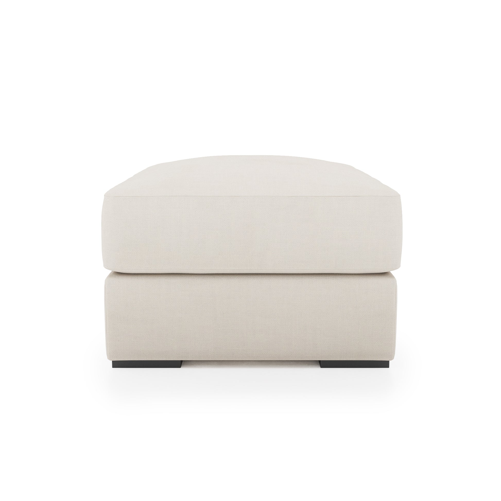 Serene Ottoman - ivory linen side view