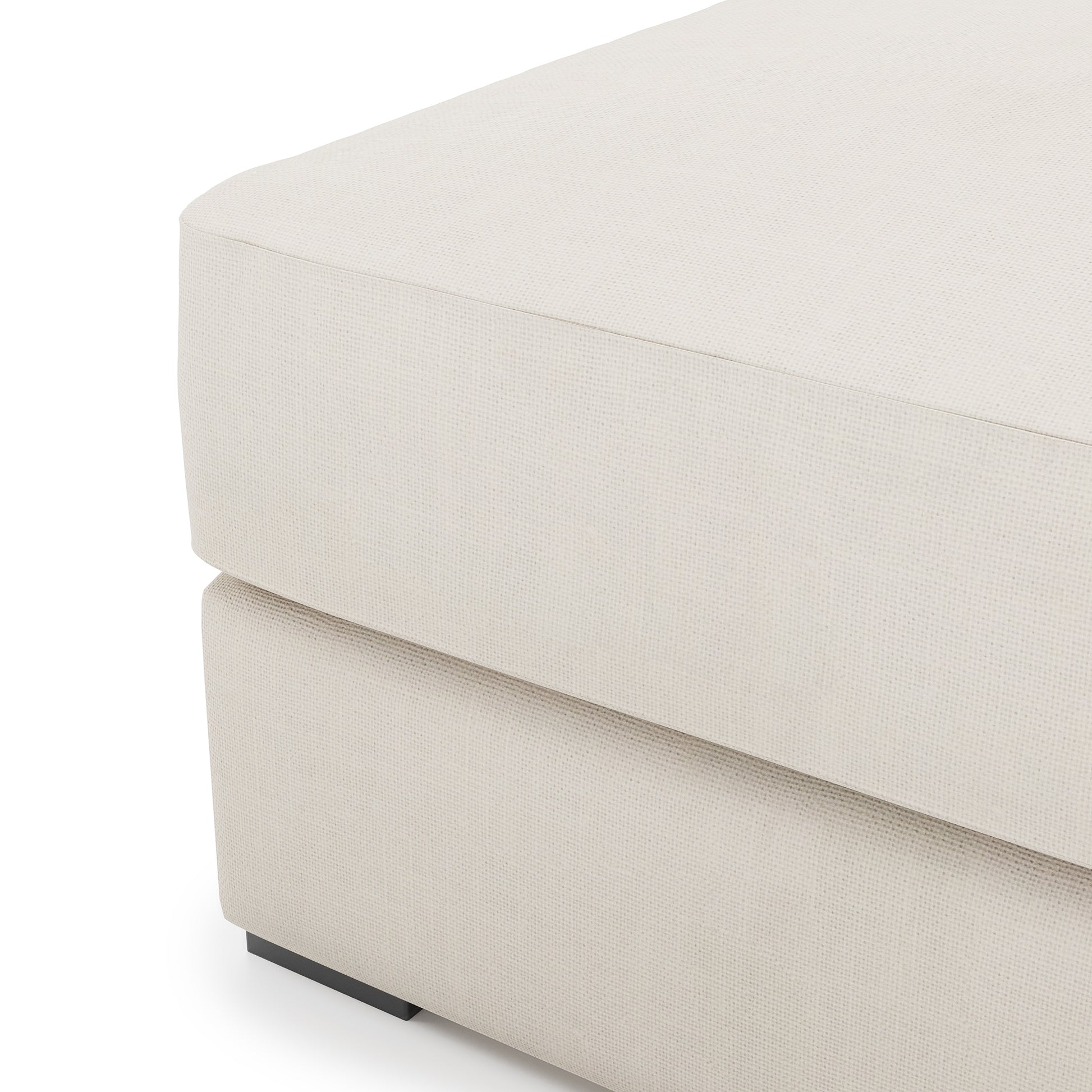Serene Ottoman - ivory linen close up