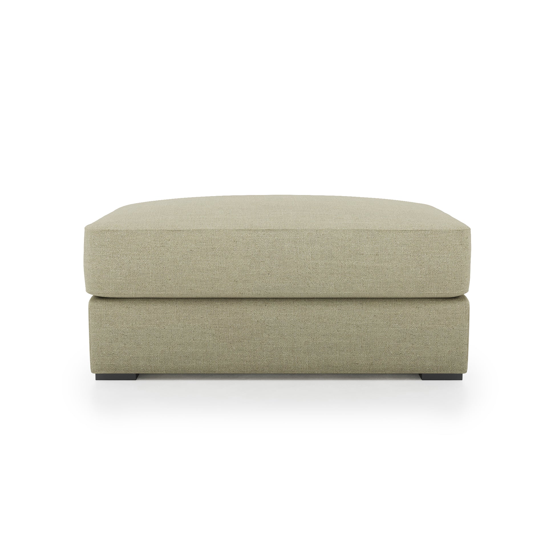 Serene Ottoman - khaki linen front view