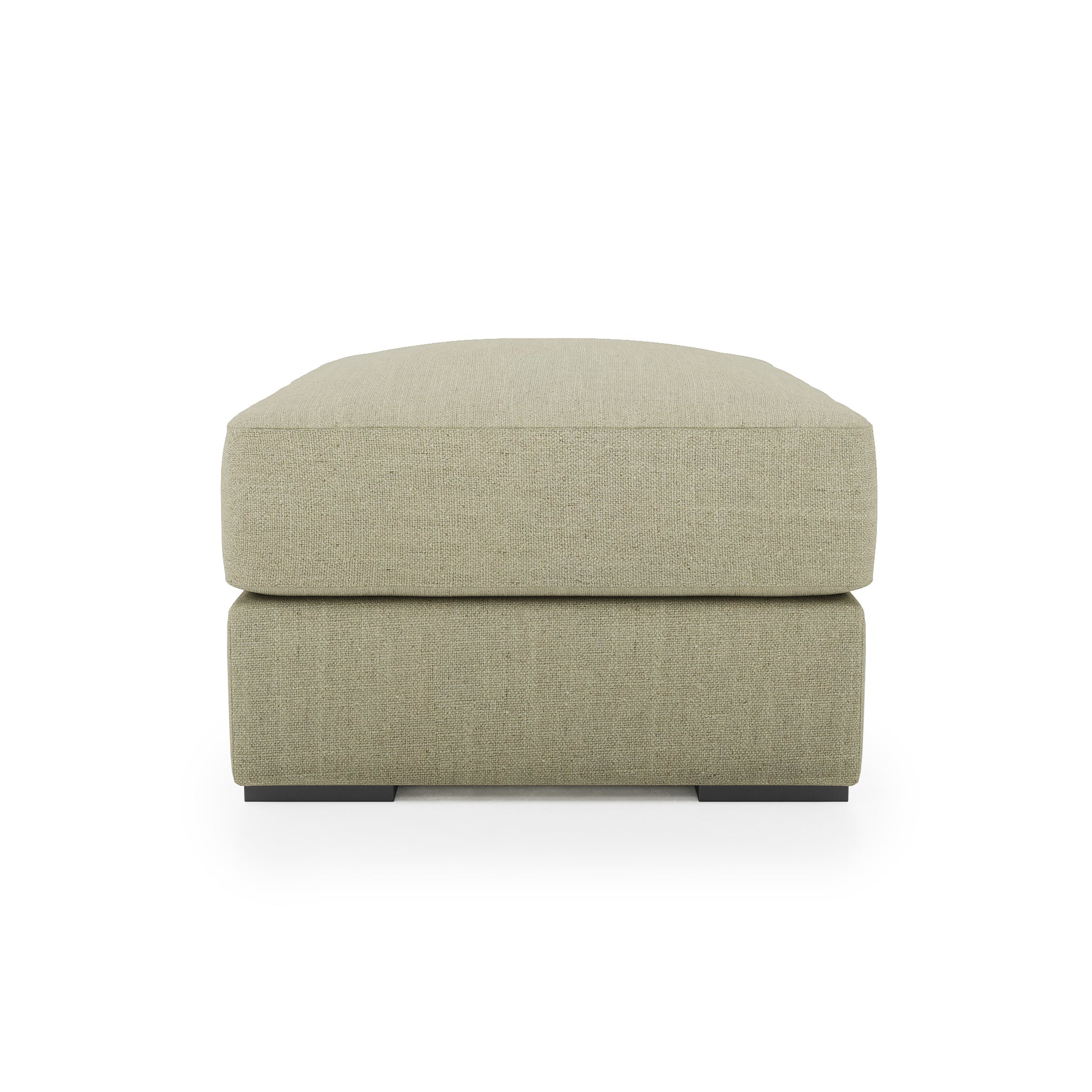 Serene Ottoman - khaki linen side view