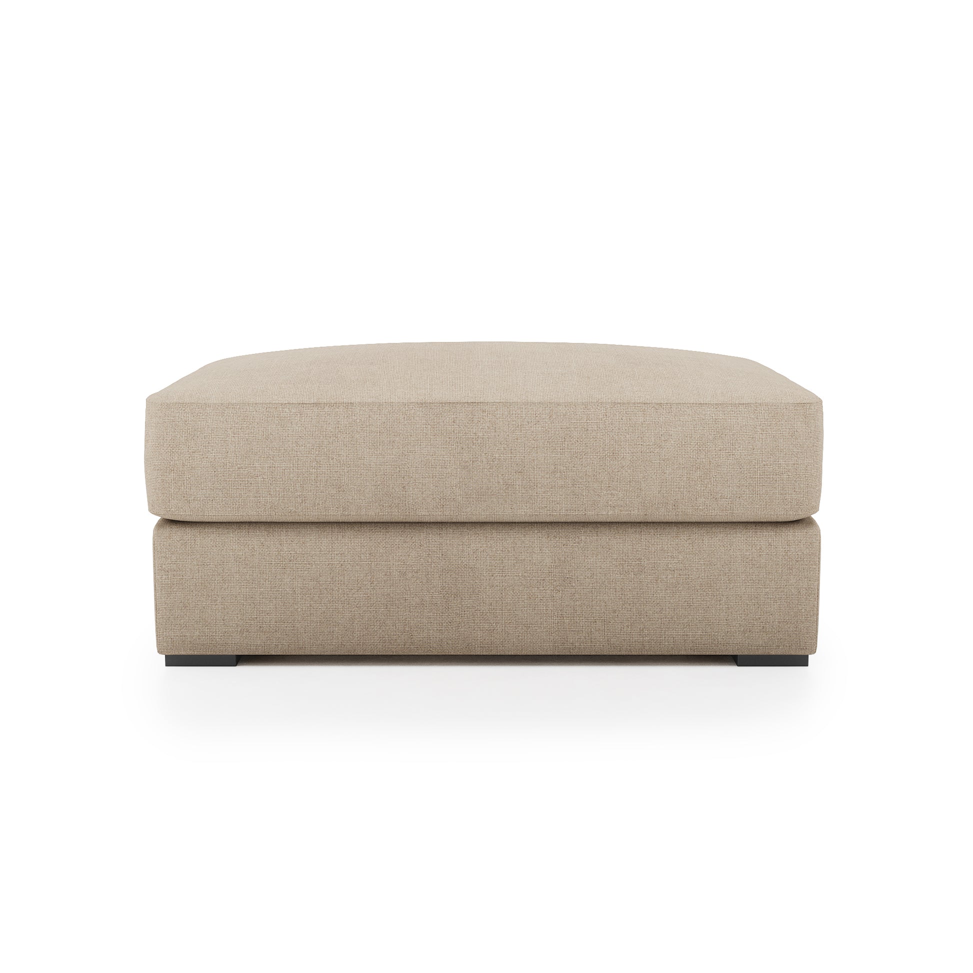 Serene Ottoman - natural linen front view