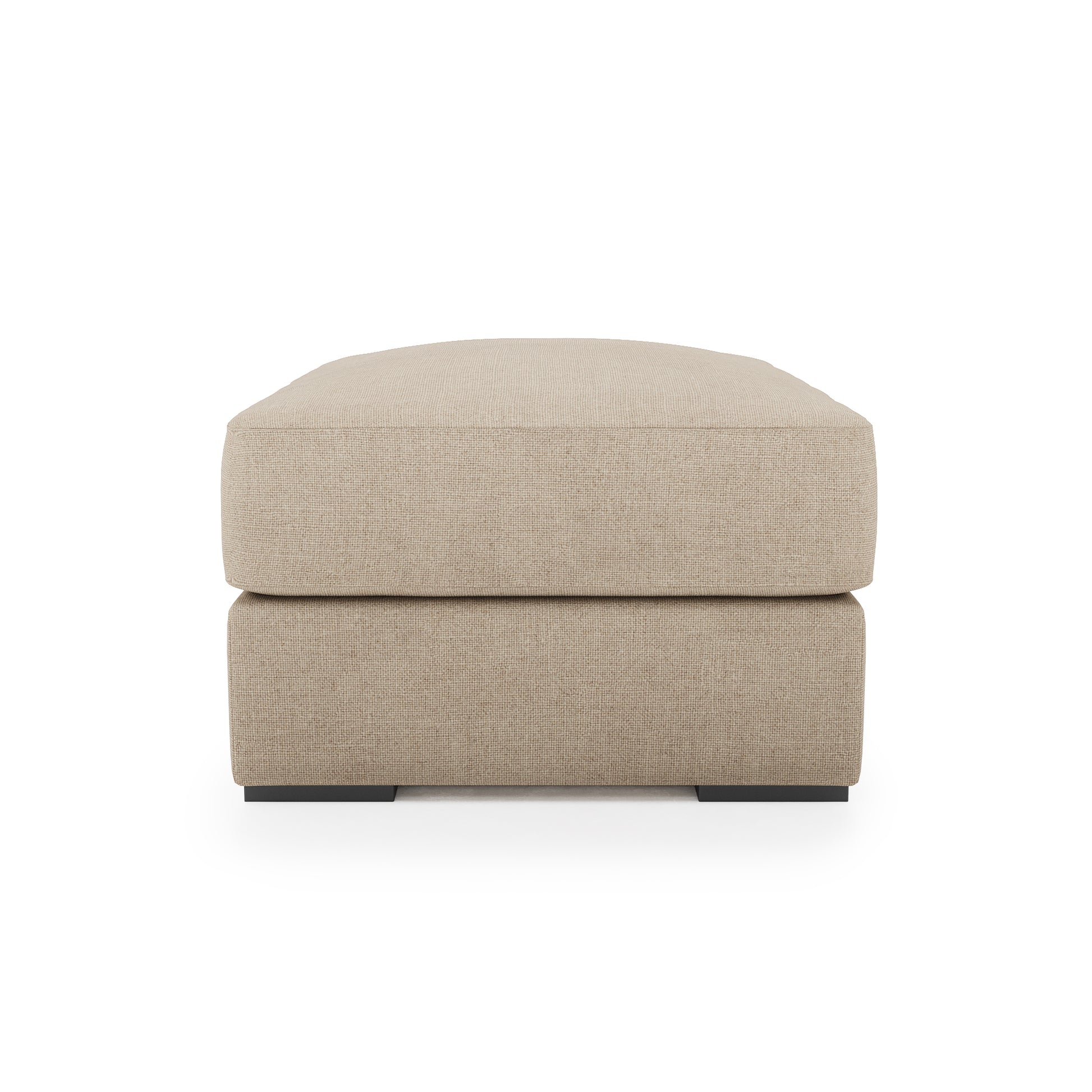 Serene Ottoman - natural linen side view