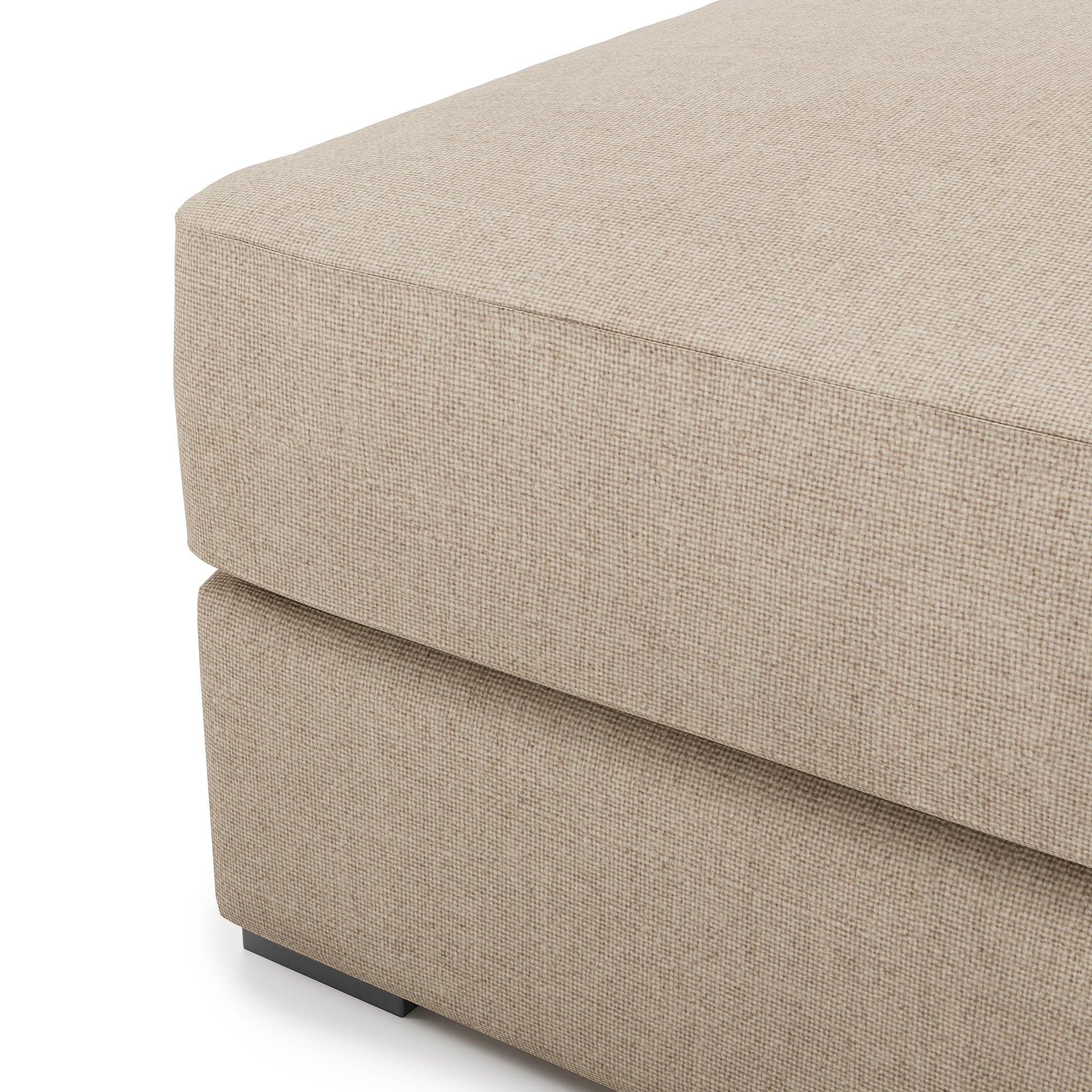 Serene Ottoman - natural linen close up