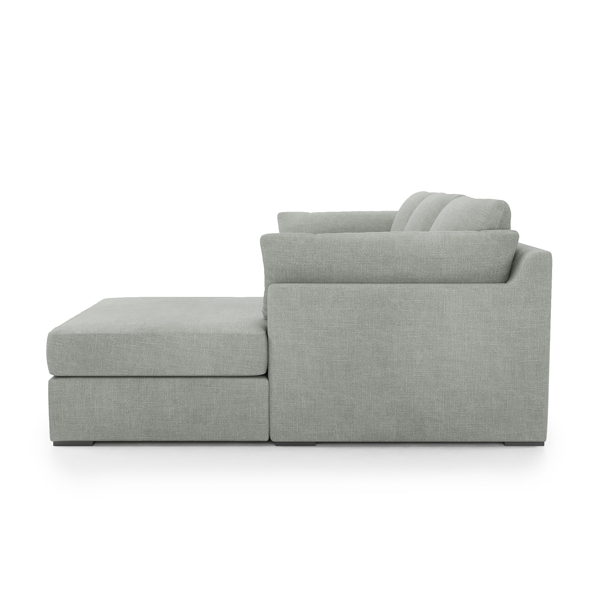 Serene 2 Piece Sectional - dove grey linen side view