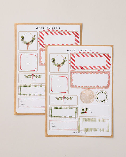 Christmas Gift Tag Label Sticker Sheets