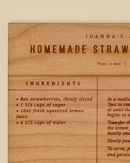 Strawberry Lemonade Recipe Card up close