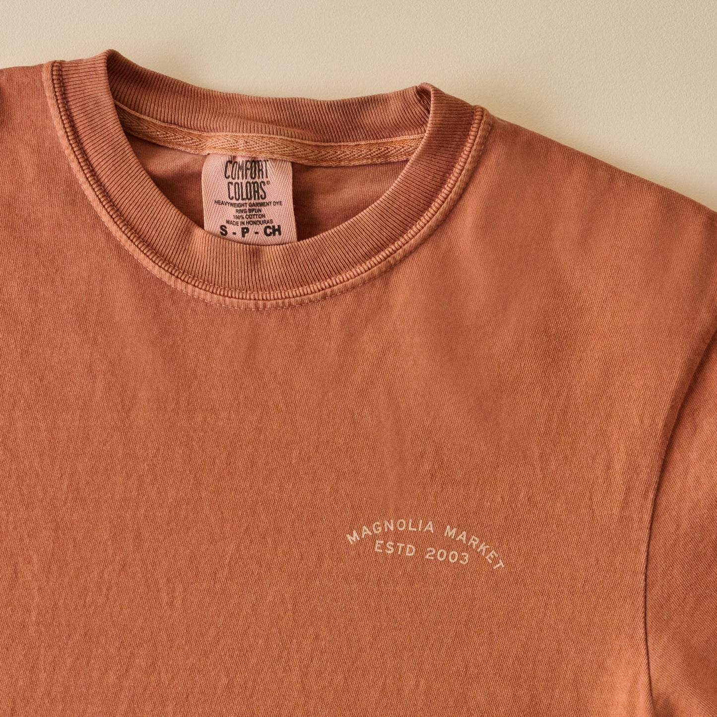 Sunshine and Silos Burnt Orange Shirt front graphic up close