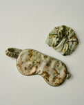 Botanical Print Silk Sleep Mask and Scrunchie Set - Coreopsis Sage